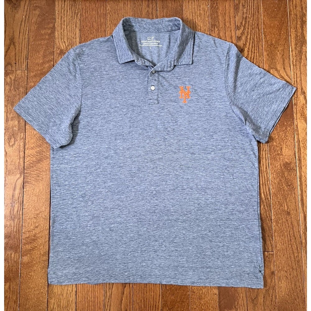 Vineyard Vines Mens Large Blue New York Mets Golf Polo Shirt Size L Preppy MLB